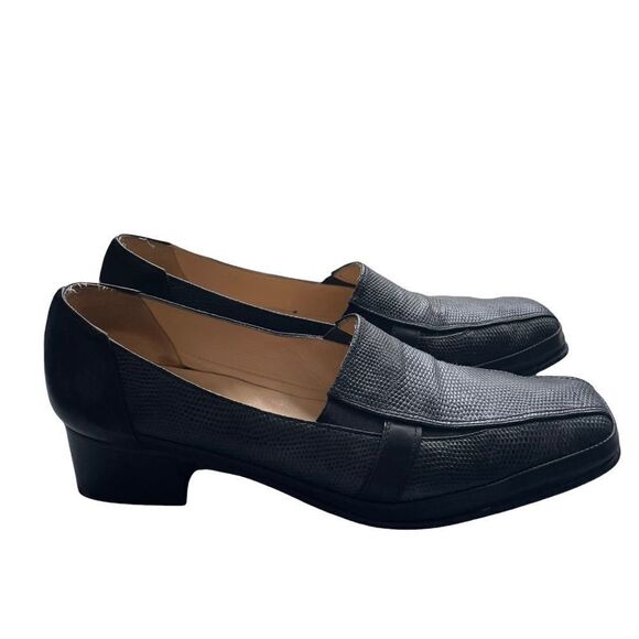 𝅺davos Gomma Italy Black Leather Lizard Print Pumps - Picture 3 of 11